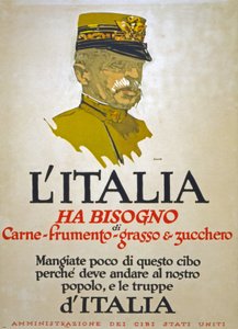 イタリアは肉、小麦、脂肪、砂糖を必要としている、1917